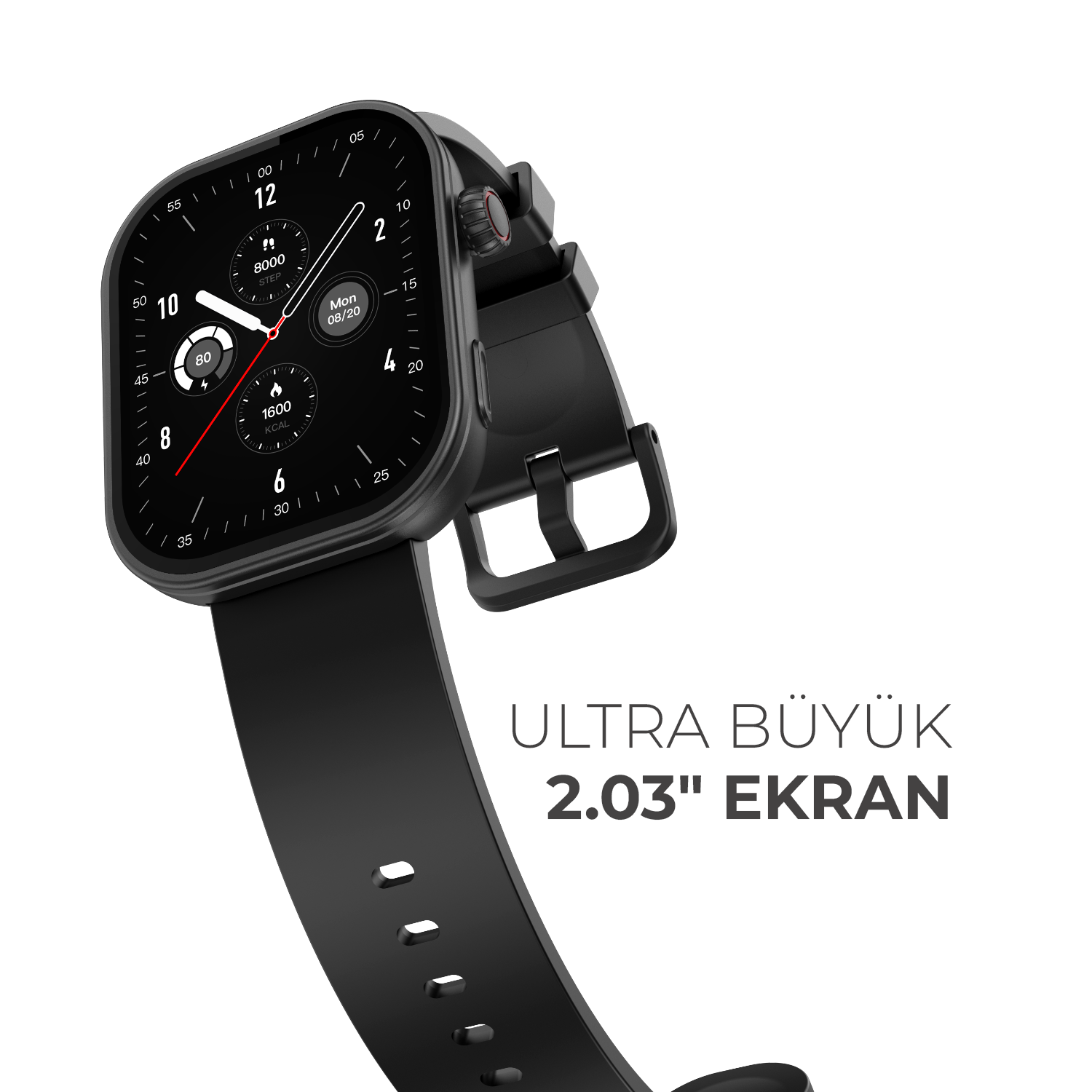 Btalk Plus - Jet Black Akıllı Saat Zarif, Paslanmaz Çelik Gövde, Kalp Atış Hızı Monitörü